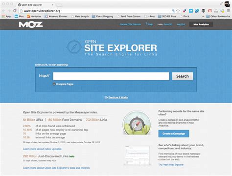 moz open site explorer.